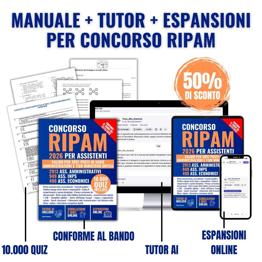 Manuale per Concorso RIPAM 2026 per Assistenti | 3997 Posti in Varie Amministrazioni e 1100 Ministero Difesa (pdf)