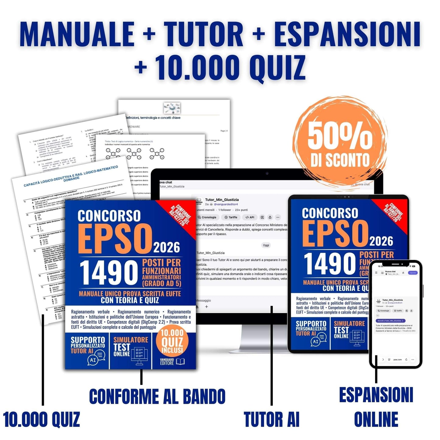 Manuale per Concorso EPSO 2026 Ufficio Europeo Selezione Personale: Manuale Unico con Teoria e 10.000 Quiz per 1490 Funzionari Amministratori (Grado Ad 5) per la Prova Scritta EUFTE (pdf)