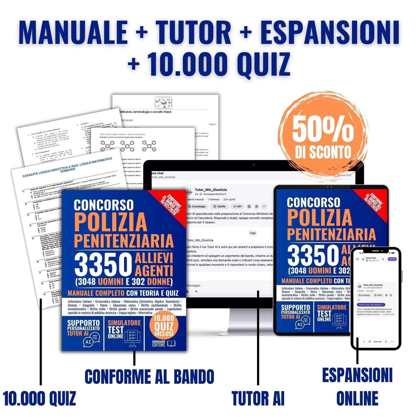Manuale per Concorso Polizia Penitenziaria 2026 - 3350 Allievi Agenti: Manuale Unico con Teoria, 10.000 Quiz e Tutor AI per la Prova Scritta | Teoria semplificata e preparazione mirata per superare la prova scritta (pdf)