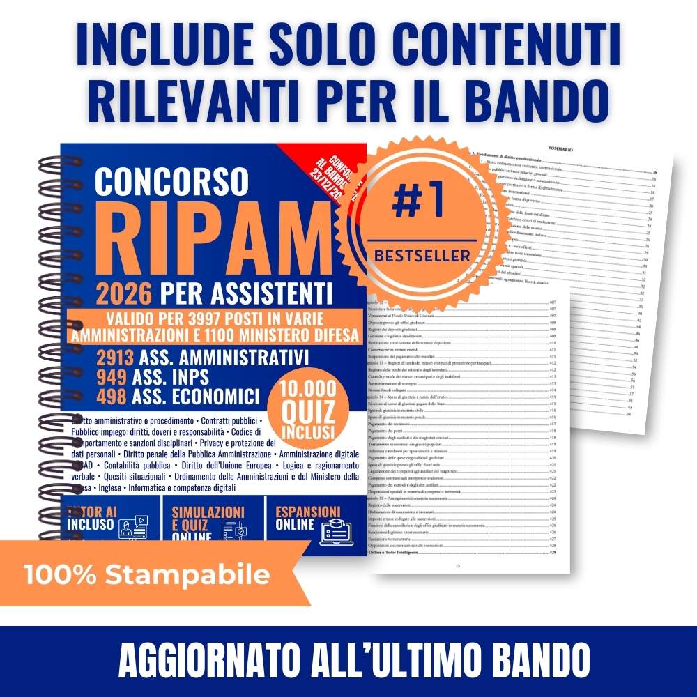 Manuale per Concorso RIPAM 2026 per Assistenti | 3997 Posti in Varie Amministrazioni e 1100 Ministero Difesa (pdf)