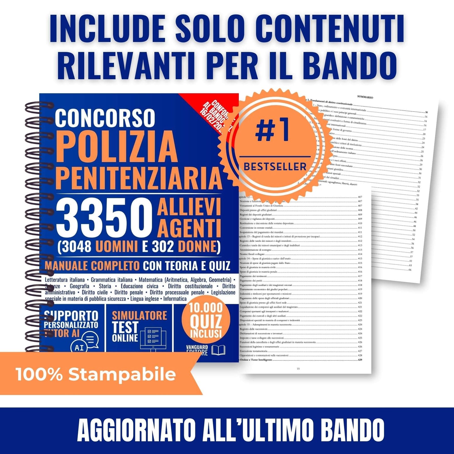 Manuale per Concorso Polizia Penitenziaria 2026 - 3350 Allievi Agenti: Manuale Unico con Teoria, 10.000 Quiz e Tutor AI per la Prova Scritta | Teoria semplificata e preparazione mirata per superare la prova scritta (pdf)