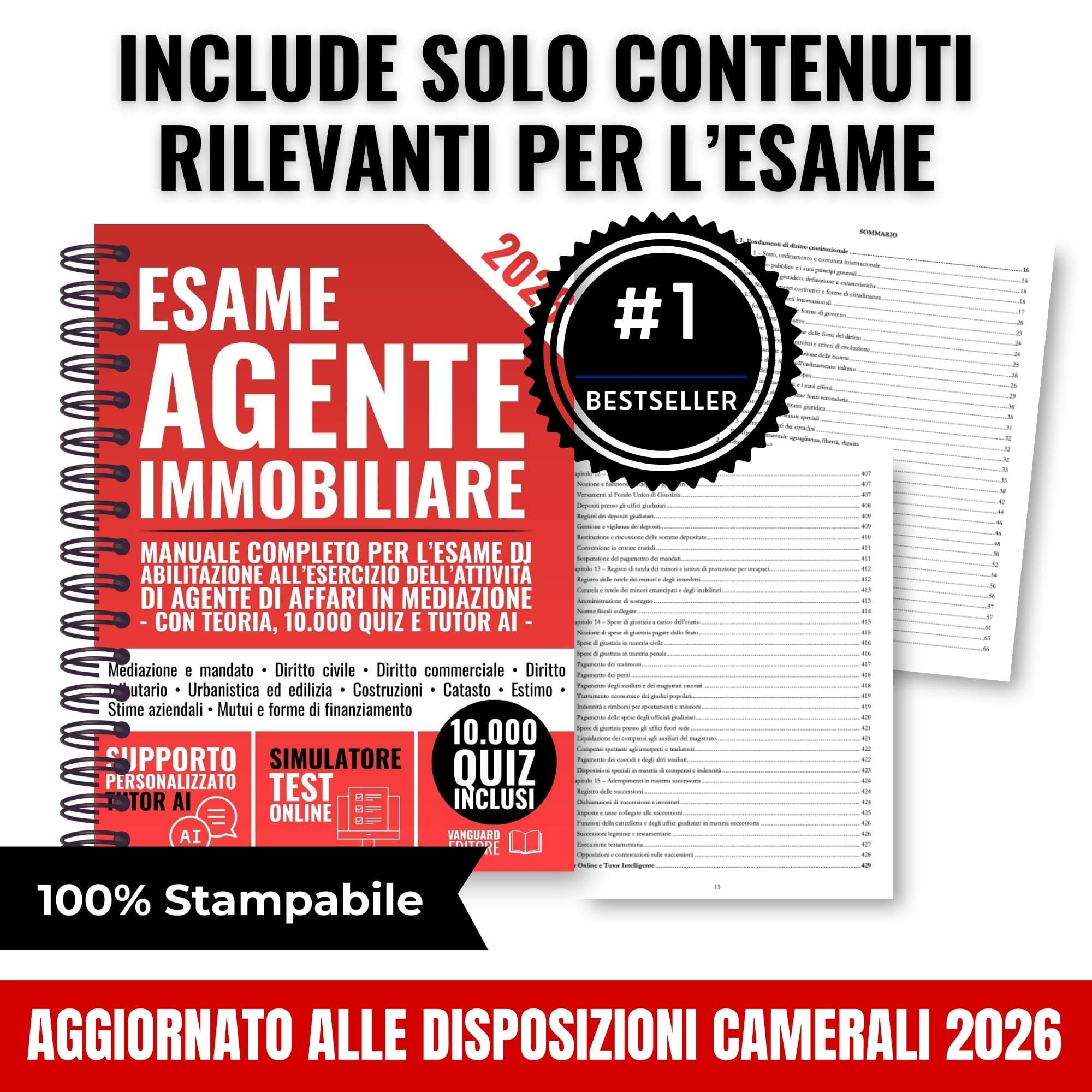 Esame per Agente Immobiliare 2026: Manuale Completo per l’Esame di Abilitazione all’Esercizio dell’Attività di Agente di Affari in Mediazione | Con Teoria, 10.000 Quiz e Tutor AI (pdf)
