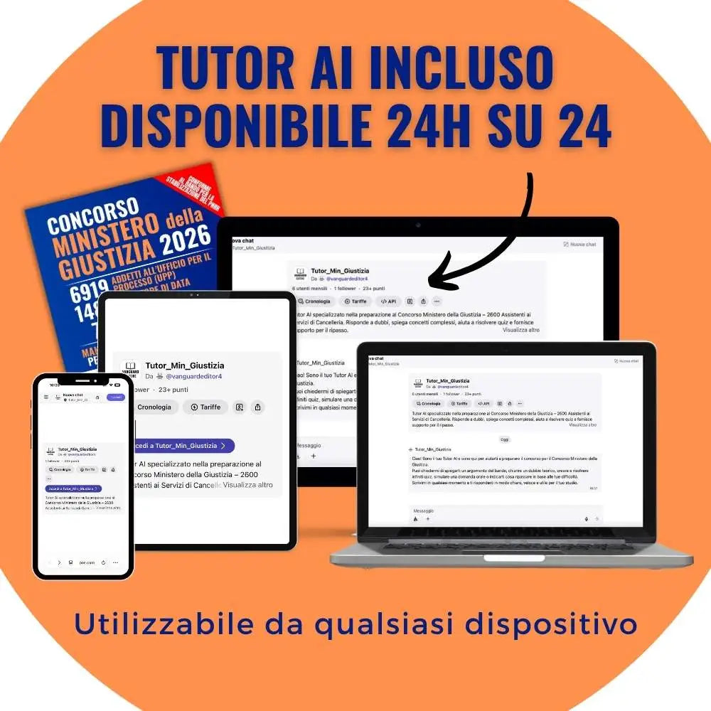 Concorso Ministero della Giustizia: Manuale Unico con Teoria e 10.000 Quiz per 6919 addetti all'ufficio per il processo (UPP), 1488 operatore di data entry e 712 tecnici di amministrazione | 9119 posti per la stabilizzazione del PNRR (pdf)