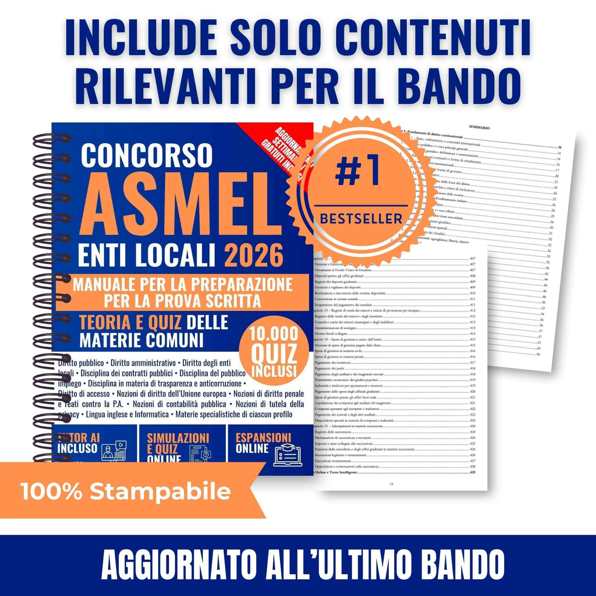 Manuale per Concorso ASMEL Enti Locali 2026: Manuale Completo con Teoria, 10.000 Quiz, Simulatore Online e Risorse Digitali (pdf)